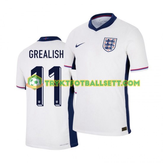 Herre England drakt Jack Grealish 11 Hjemme Euro 2024 Korte Ermer