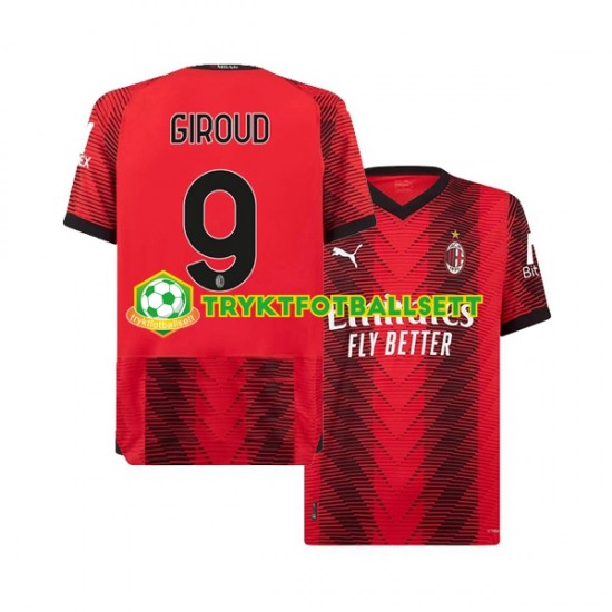 Herre AC Milan drakt Olivier Giroud 9 Hjemme 2023-2024 Korte Ermer