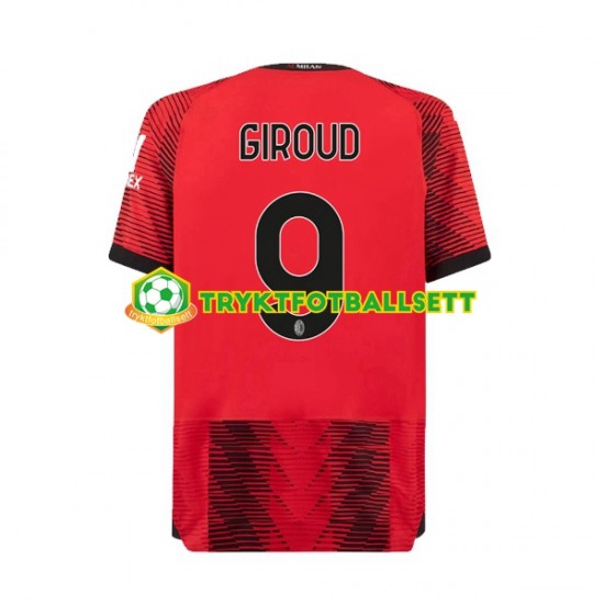 Herre AC Milan drakt Olivier Giroud 9 Hjemme 2023-2024 Korte Ermer