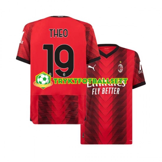 Herre AC Milan drakt Theo Hernandez 19 Hjemme 2023-2024 Korte Ermer