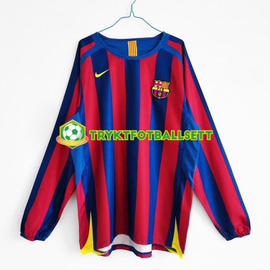 Herre FC Barcelona drakt 2005- Retro Hjemme 2006 Langermet