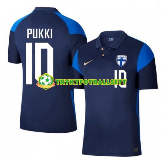 Herre Finland drakt Teemu Pukki 10 Euro 2020 Borte Korte Ermer