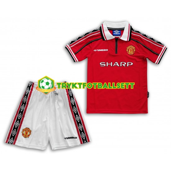 3-13 år Barn Manchester Utd drakt Retro Hjemme 1998-1999 Korte Ermer