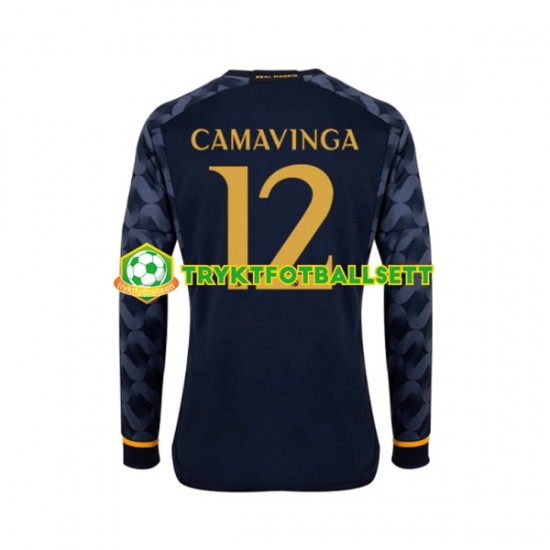 Herre Real Madrid drakt EDUARDO CAMAVINGA 12 Borte 2023-2024 Langermet