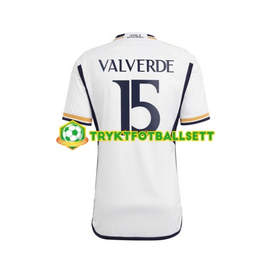 Herre Real Madrid drakt Federico Valverde 15 Hjemme 2023-2024 Korte Ermer