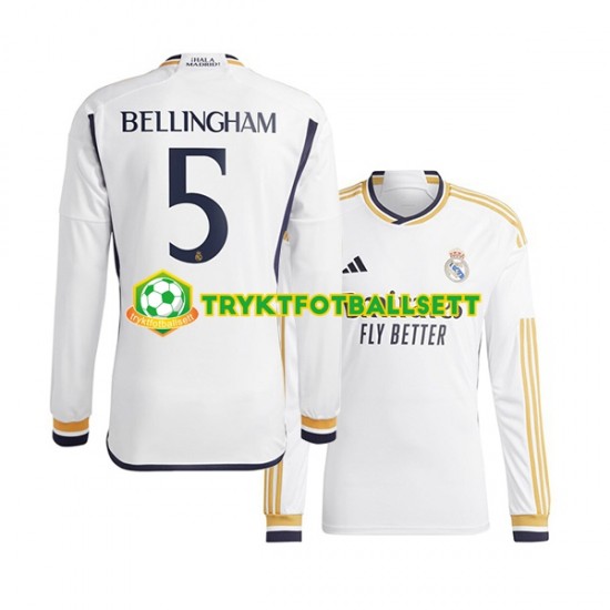 Herre Real Madrid drakt Jude Bellingham 5 Hjemme 2023-2024 Langermet