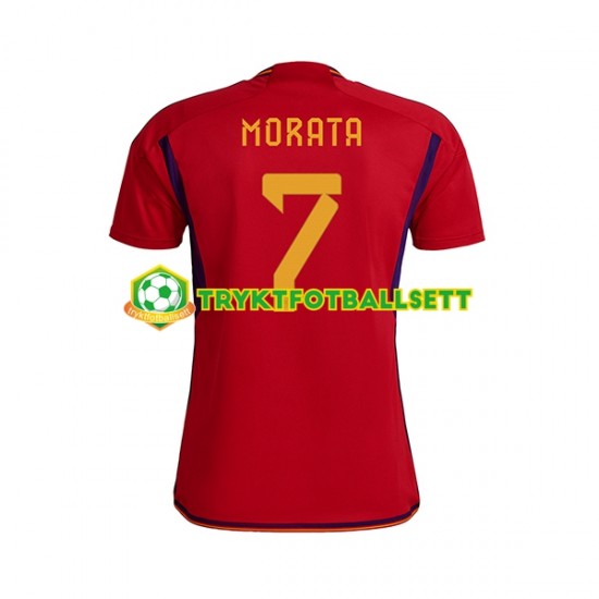 Herre Spania drakt MORATA 7 Hjemme VM 2022 Korte Ermer