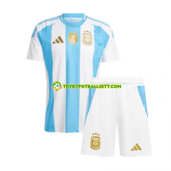 3-13 år Barn Argentina drakt Copa America Hjemme 2024 Blå Hvit Korte Ermer