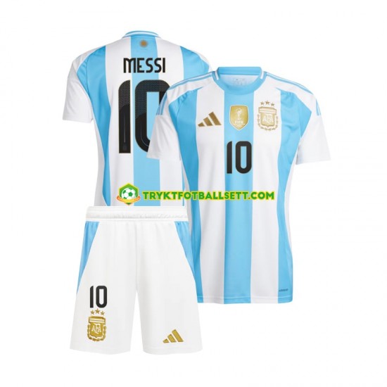 3-13 år Barn Argentina drakt Lionel Messi 10 Copa America Hjemme 2024 Blå Hvit Korte Ermer