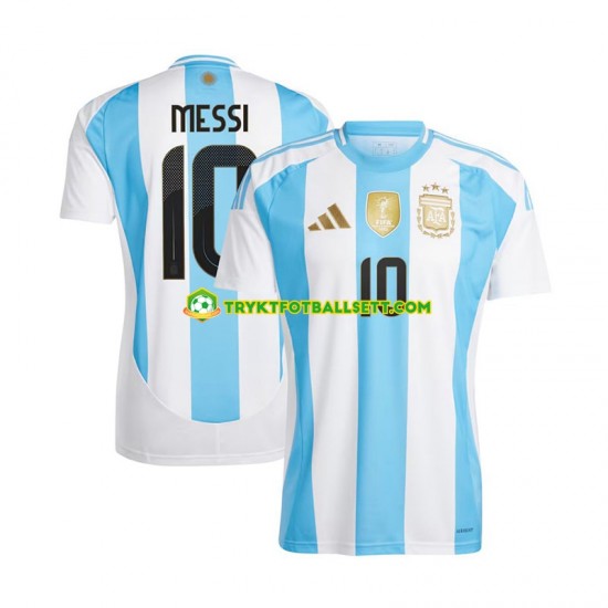 Herre Argentina drakt Lionel Messi 10 Copa America Hjemme 2024 Blå Hvit Korte Ermer