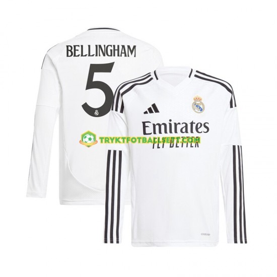 Herre Real Madrid drakt Jude Bellingham 5 Hjemme 2024-2025 Hvit Langermet